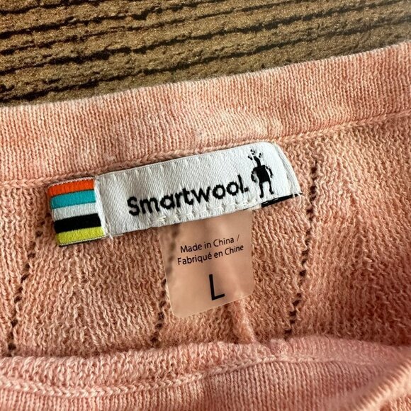 Smartwool Womens Pointelle Pullover Sweater Rose Cloud Heather Pink Oversized -L - Picture 4 of 6